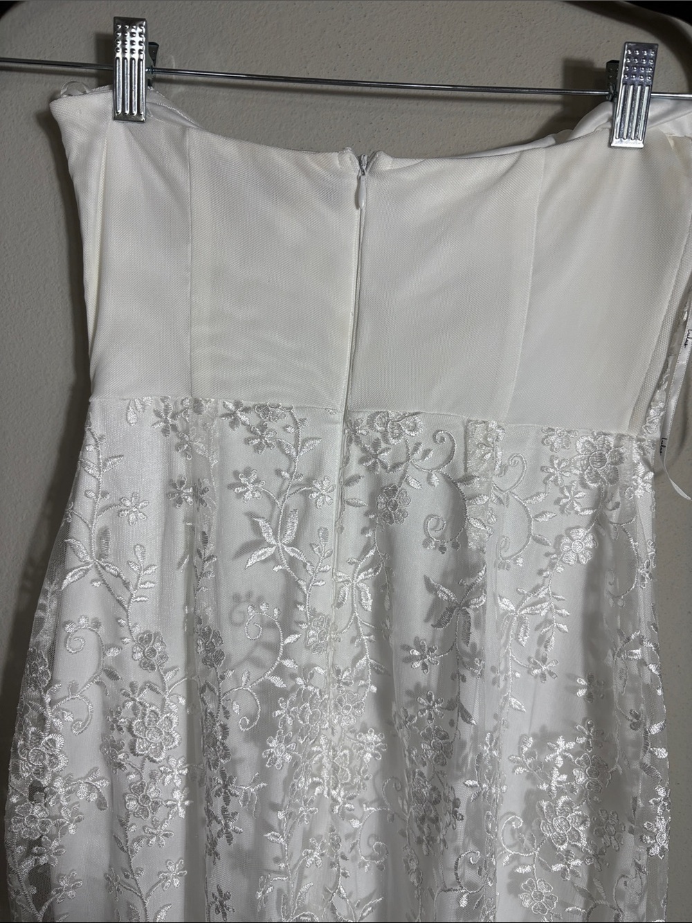 Lulu's White Strapless Lace Midi Dress with Side Slit - Picture 8 of 9